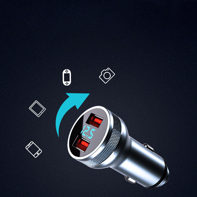 Spot New Digital Display Car Charger Car Cigarette Lighter Dual Hole 36W Fast Charge QC3.0 PD Car Charger