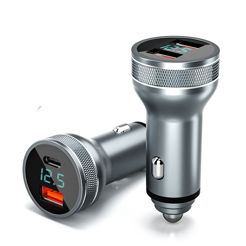 Spot New Digital Display Car Charger Car Cigarette Lighter Dual Hole 36W Fast Charge QC3.0 PD Car Charger