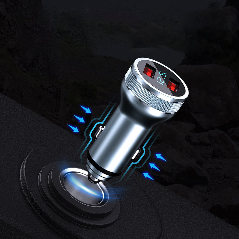 Spot New Digital Display Car Charger Car Cigarette Lighter Dual Hole 36W Fast Charge QC3.0 PD Car Charger