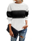 European And American-style Color-block Striped Sweater Set