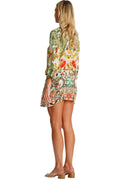 Wholesale Green & Yellow Tropical Floral Tunic Mini Dress