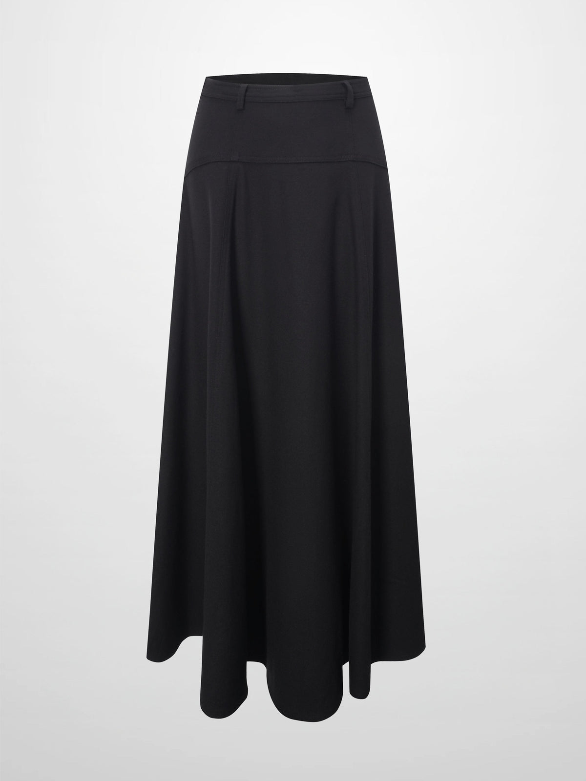 Wool Blend Yoke Skirt 37"-Black