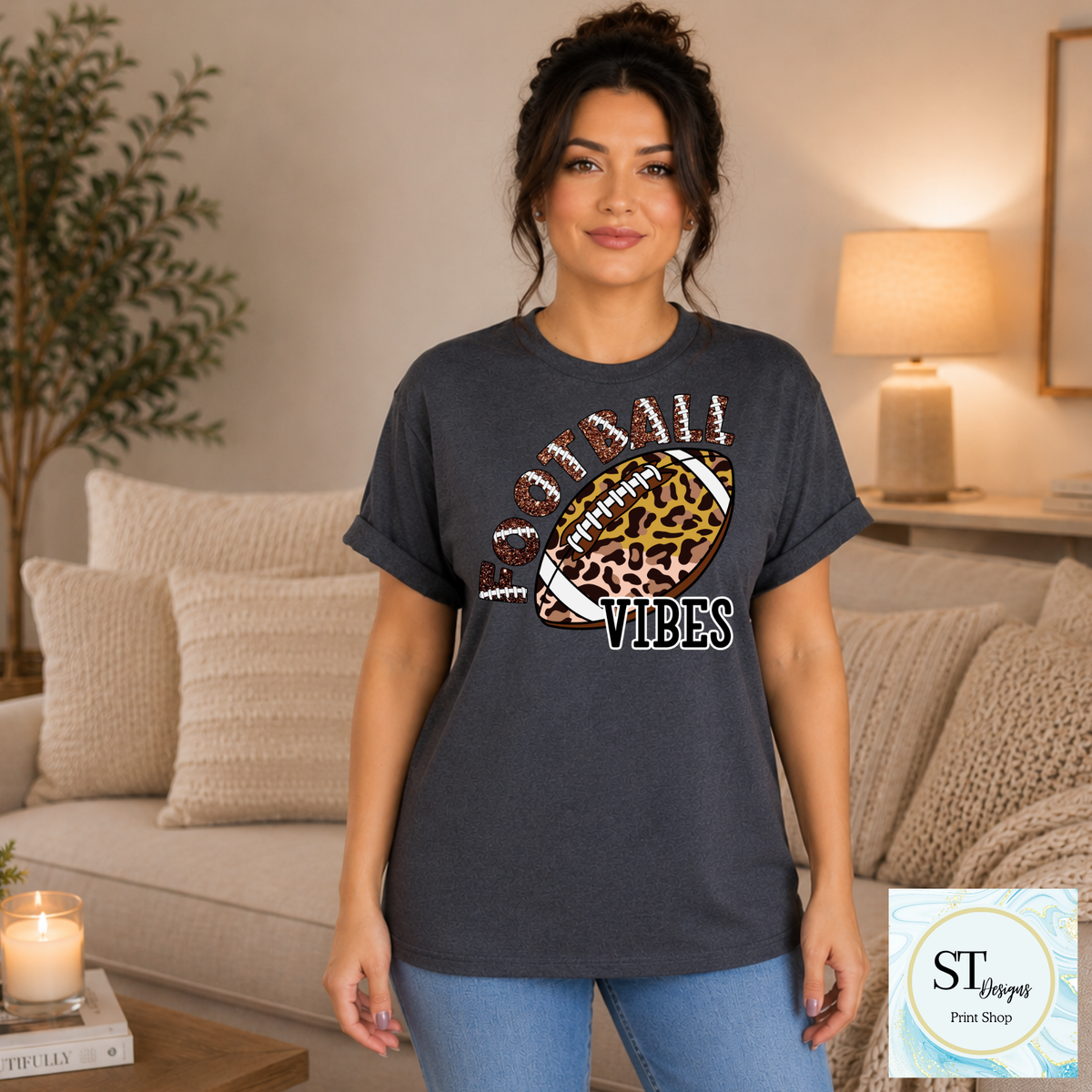 Cheetah Glitter Football Vibes-9