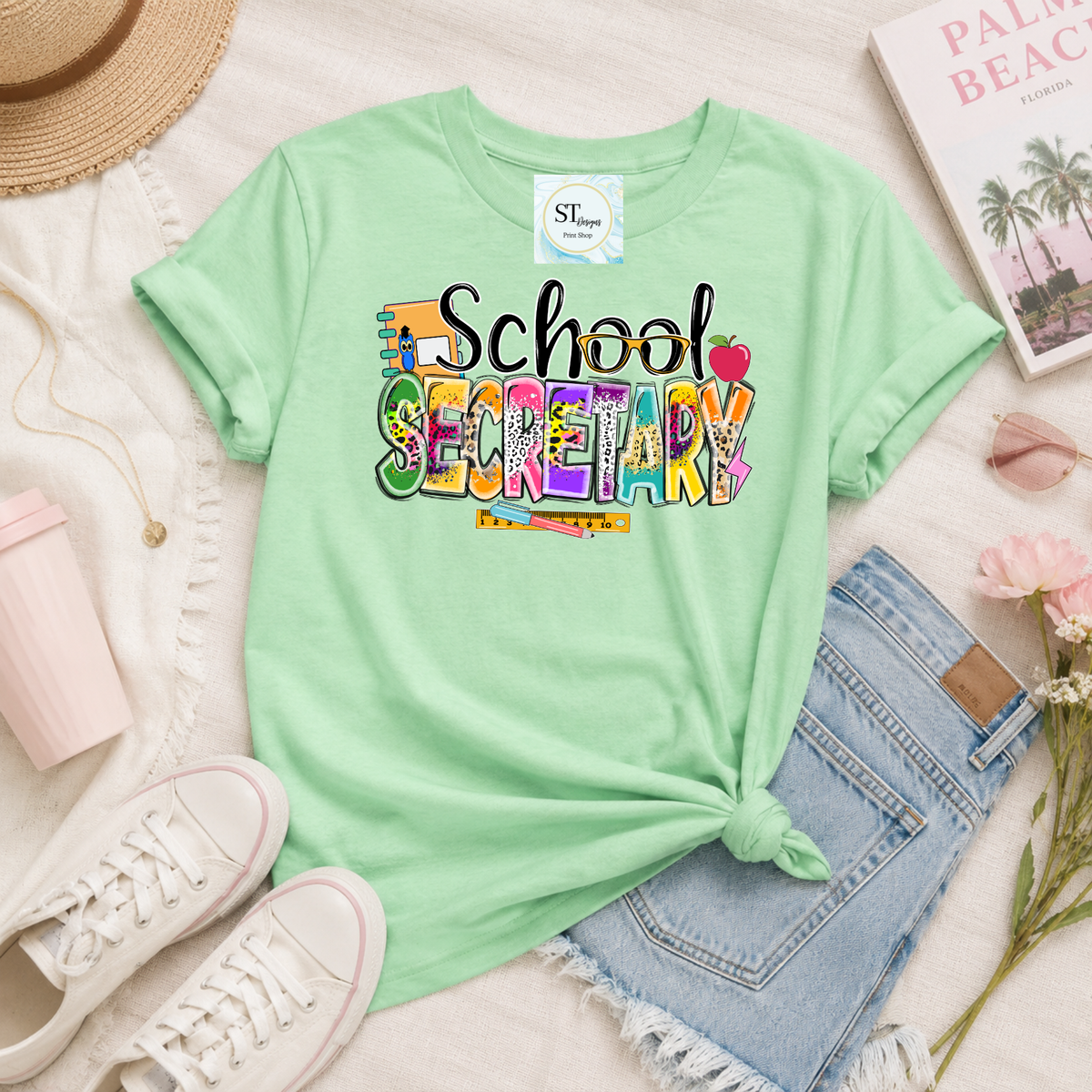 School Secretary Graphic T-Shirt | Cute School Office Staff Tee | Back to School Secretary Shirt | Unisex S-5XL