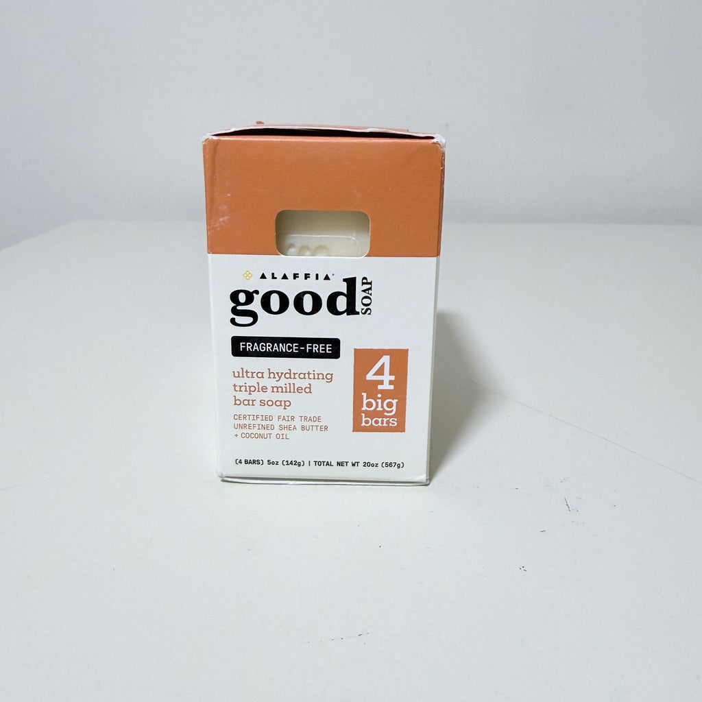Alaffia Good Soap Fragrance-Free Triple Milled Bar Soap, 4 x 5 oz