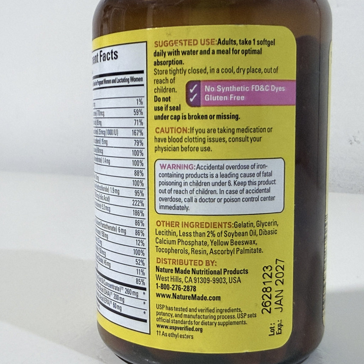 Nature Made Prenatal Folic Acid + DHA, 90 Softgels, Exp 01/2027