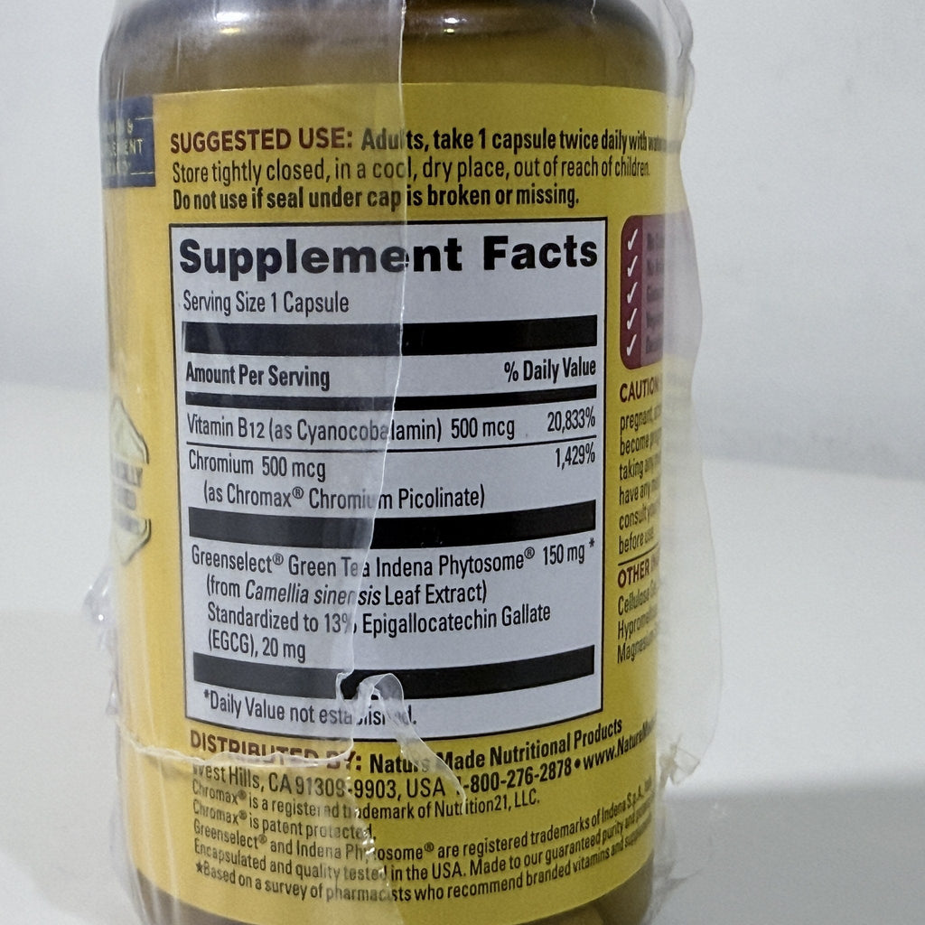 Nature Made Metabolyze, Chromium & Green Tea, 60 Capsules, Exp 02/2028