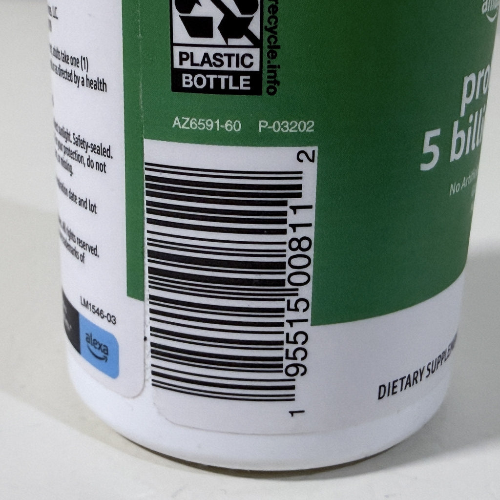 Amazon Basics Probiotic 5 Billion CFU, 60 Veg Capsules, Exp 08/2027