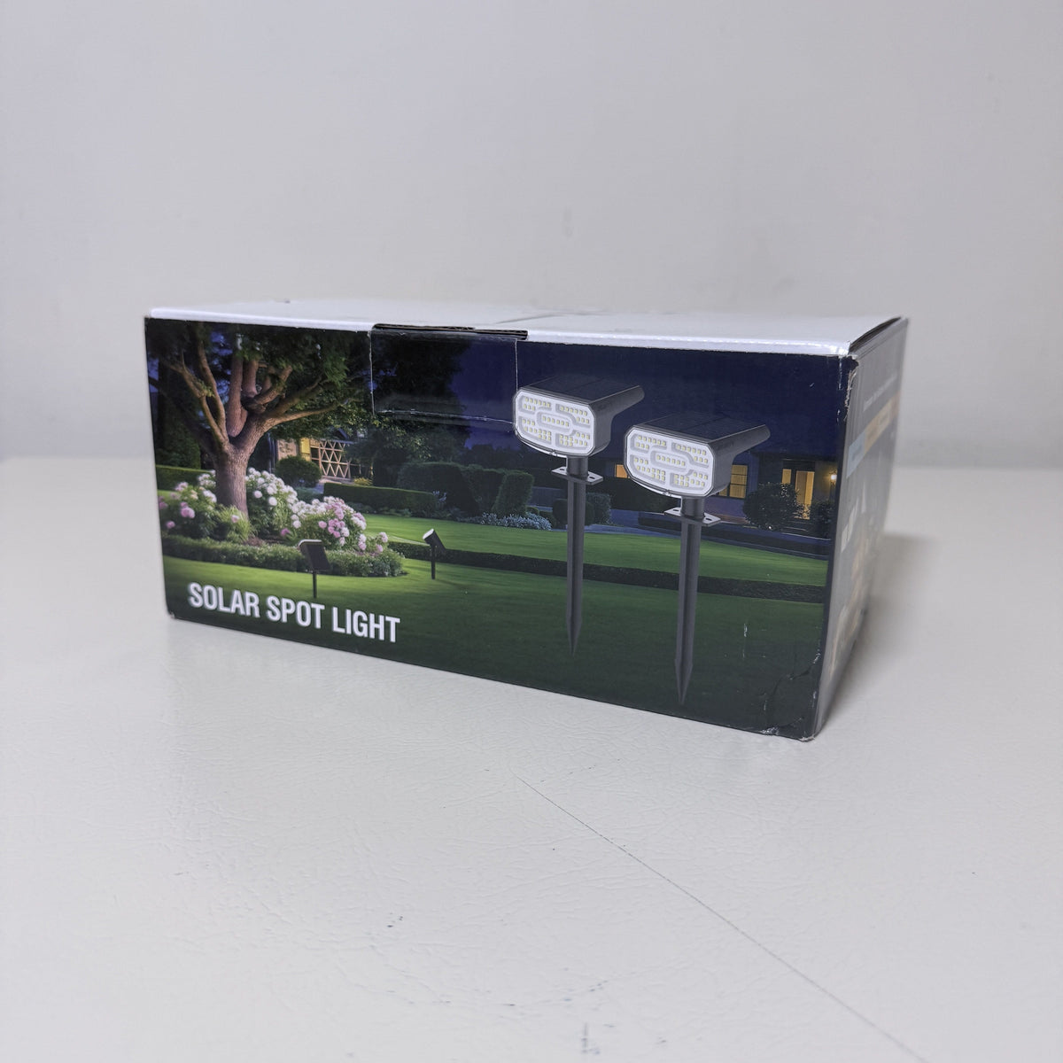 Solar Spot Lights Outdoor, 4 Pack, Cool White, Dusk to Dawn