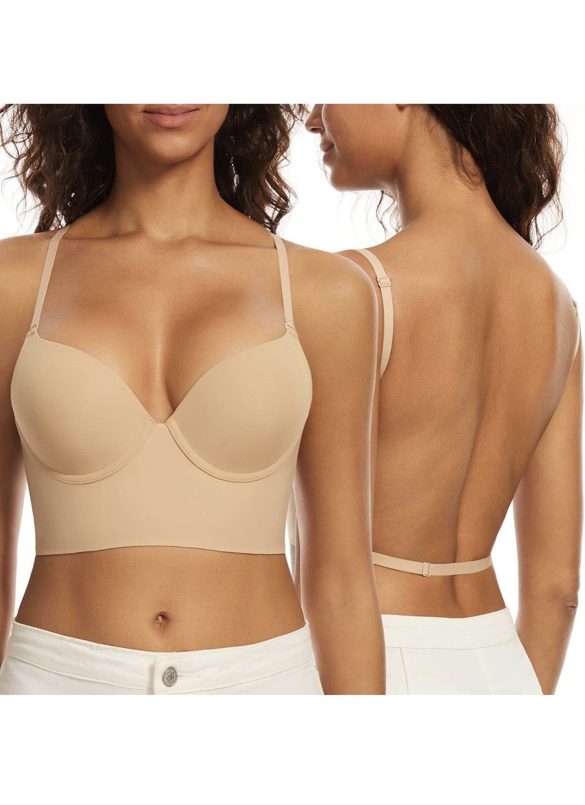Low Back Bra with Convertible Straps, Nude, 34DD