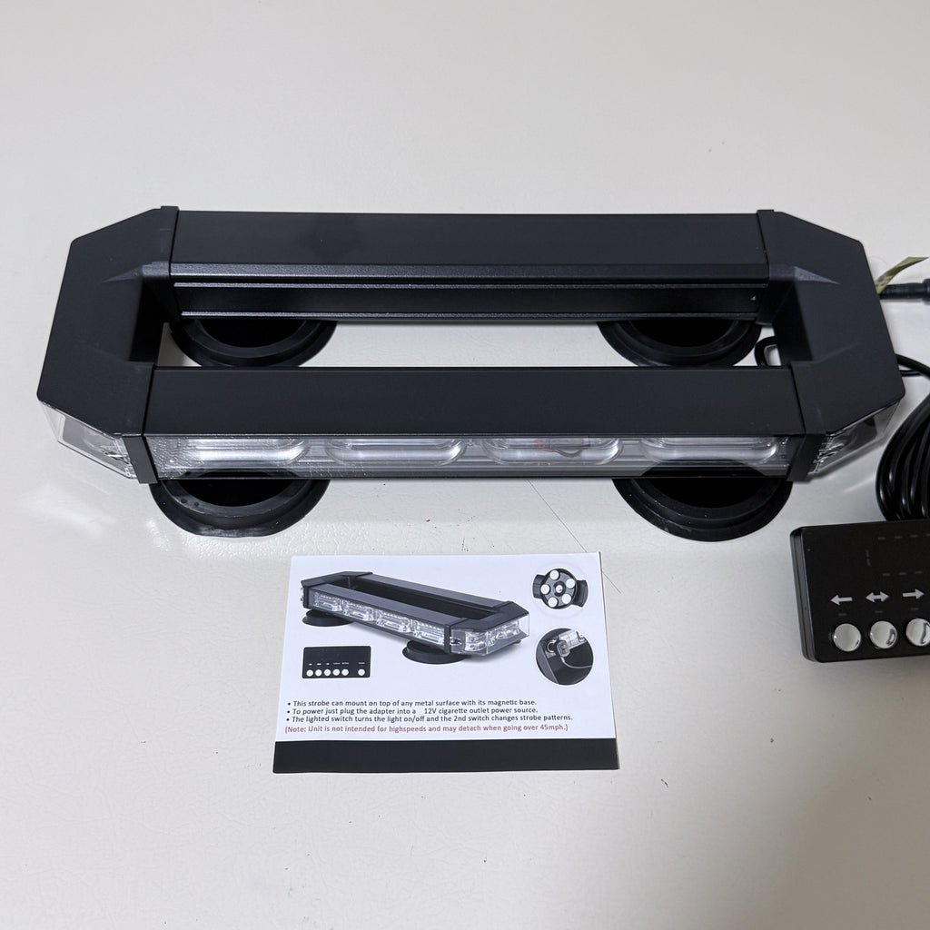LED Rooftop Strobe Light Bar, Magnetic Base, Controller, 12V Plug