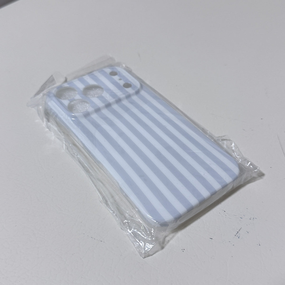 Light Blue Striped Phone Case for iPhone 17 Pro, Slim