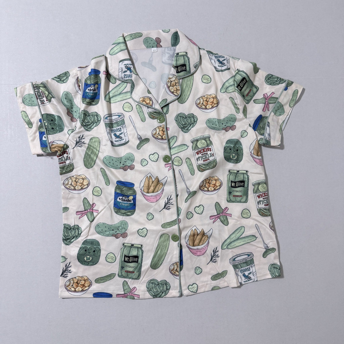 Girls Pickle Print Short Sleeve Pajama Set, Size 11
