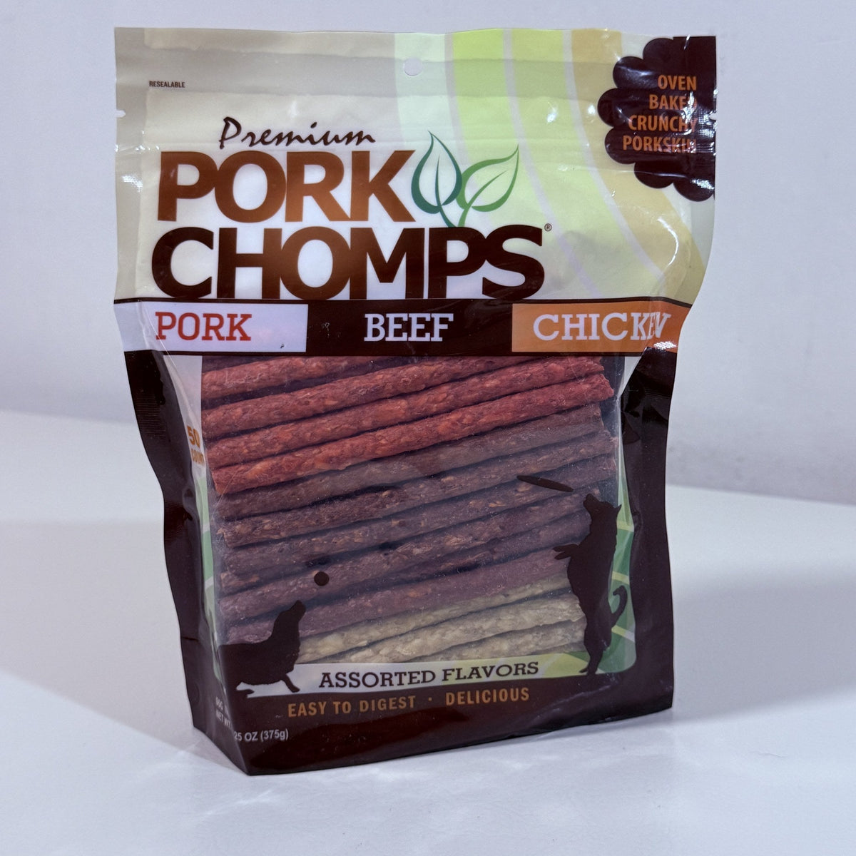 Pork Chomps Munchy Sticks Dog Treats Assorted 50 Count BB 02/2029