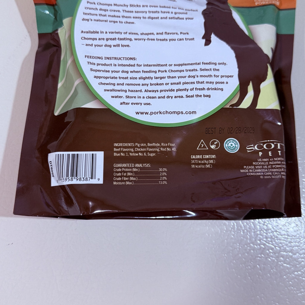 Pork Chomps Munchy Sticks Dog Treats Assorted 50 Count BB 02/2029