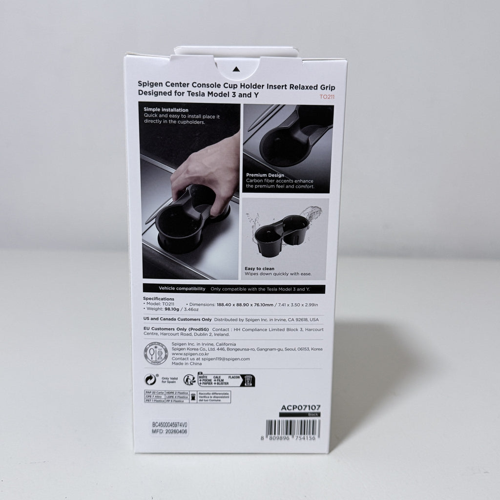 Spigen TO211 Cup Holder Insert for Tesla Model 3 and Model Y Black