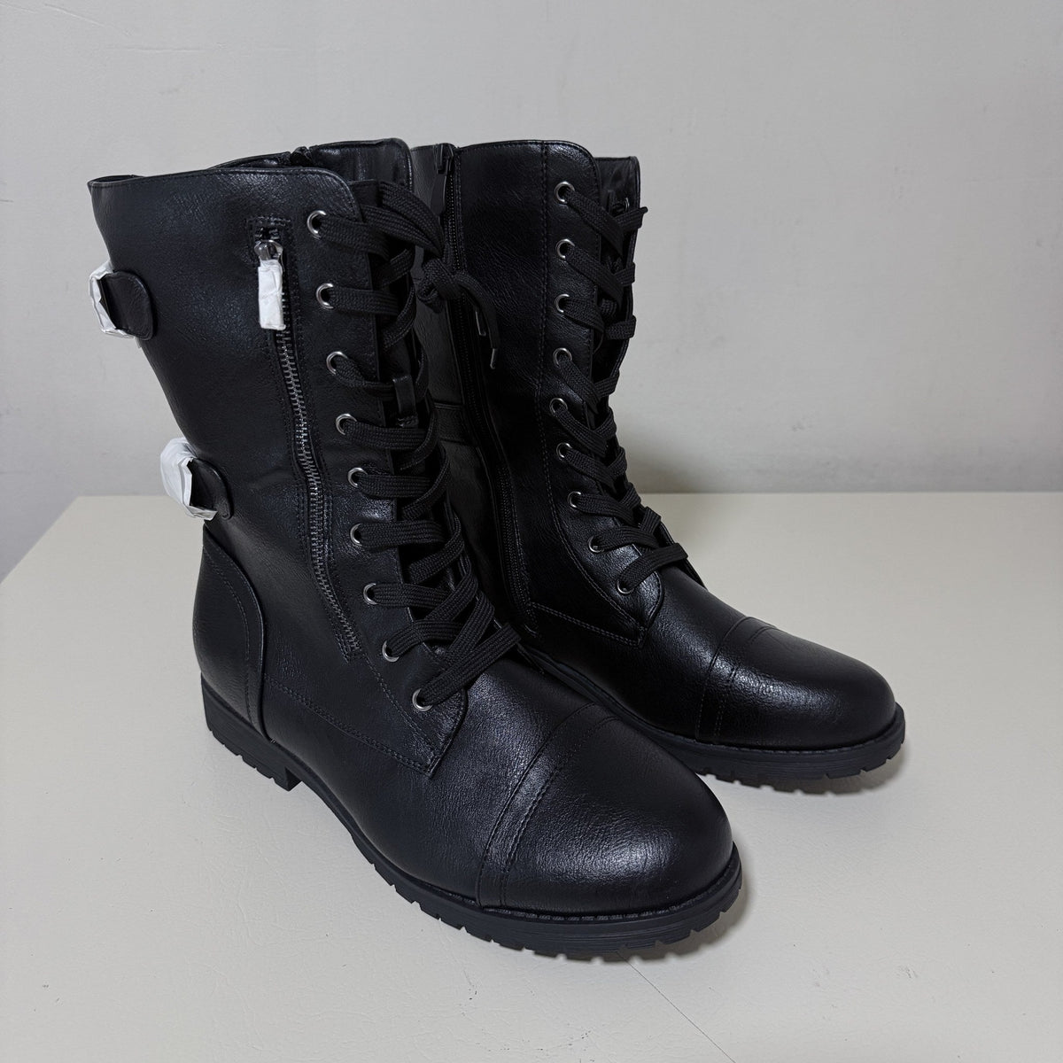 Dream Pairs Terran Black Lace-Up Combat Boots Women's 12 Mid Calf