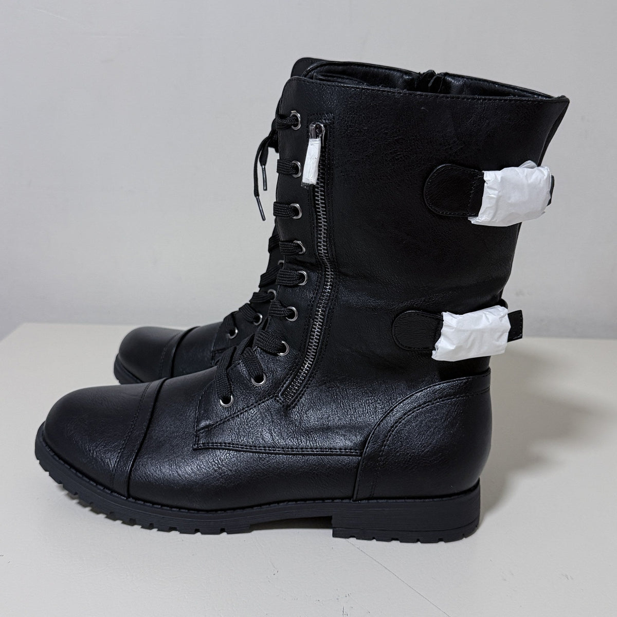 Dream Pairs Terran Black Lace-Up Combat Boots Women's 12 Mid Calf