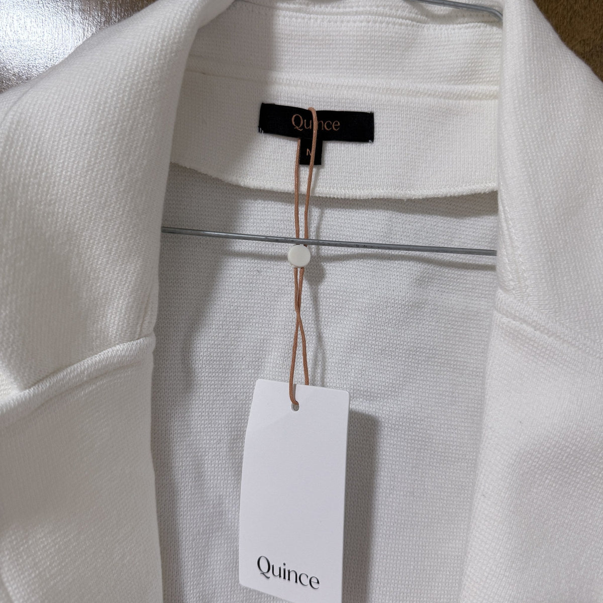 Quince 100% Organic Cotton Knit Blazer Ivory Women's M