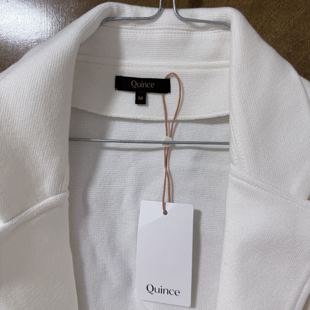 Quince 100% Organic Cotton Knit Blazer Ivory Women's M