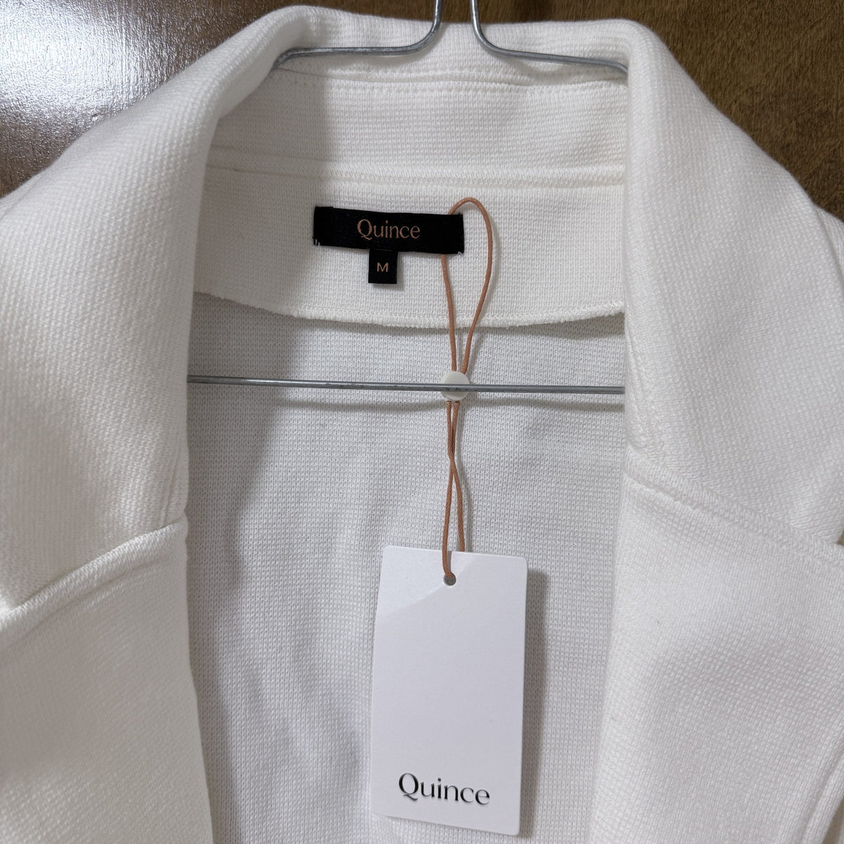 Quince 100% Organic Cotton Knit Blazer Ivory Women's M