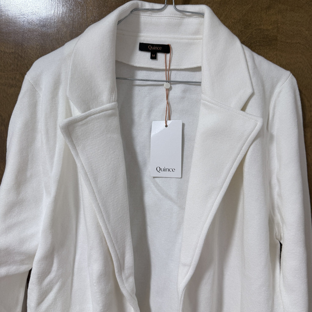 Quince 100% Organic Cotton Knit Blazer Ivory Women's M