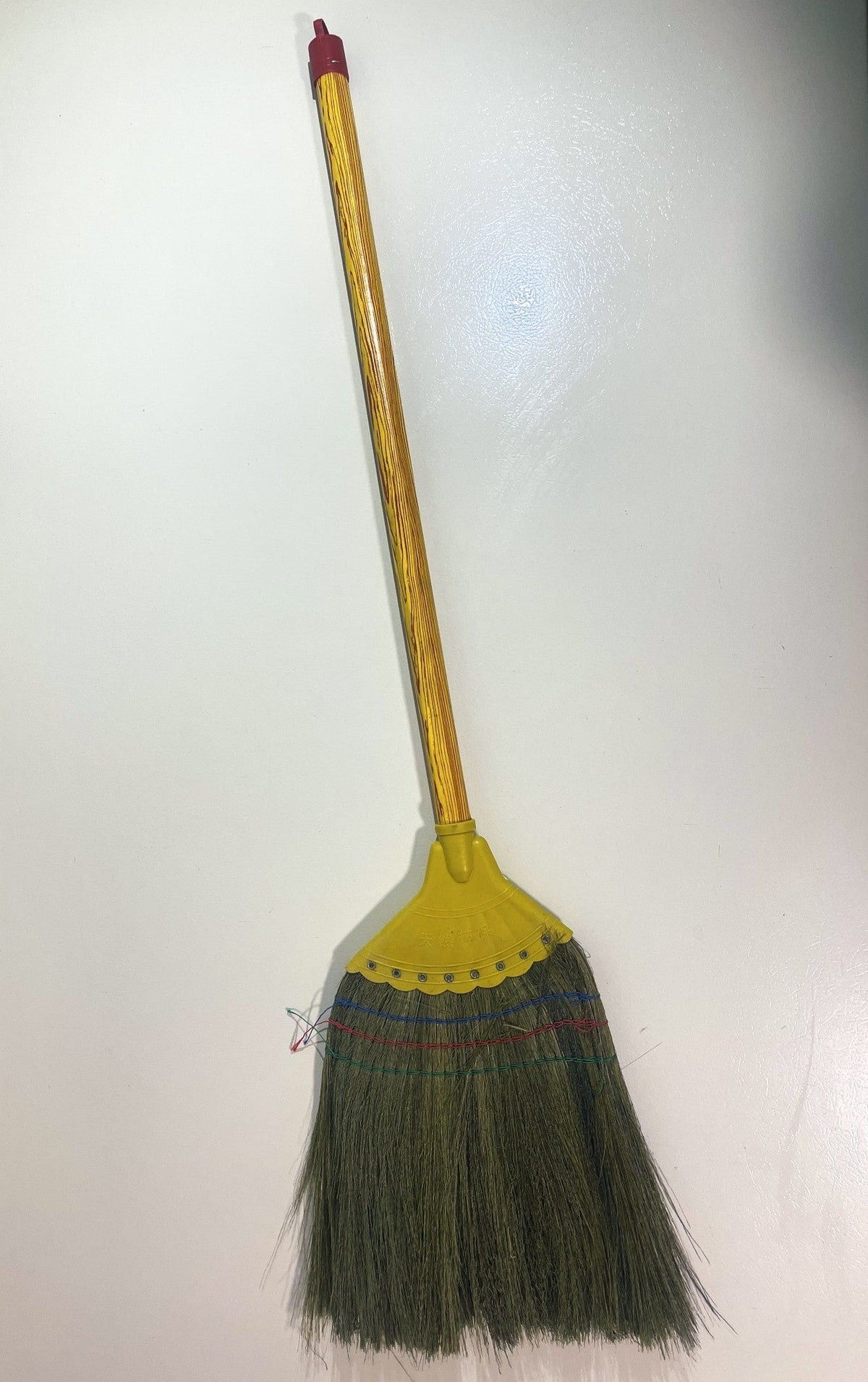 Asian Soft Grass Broom, 39 in, Yellow Screw-In Handle