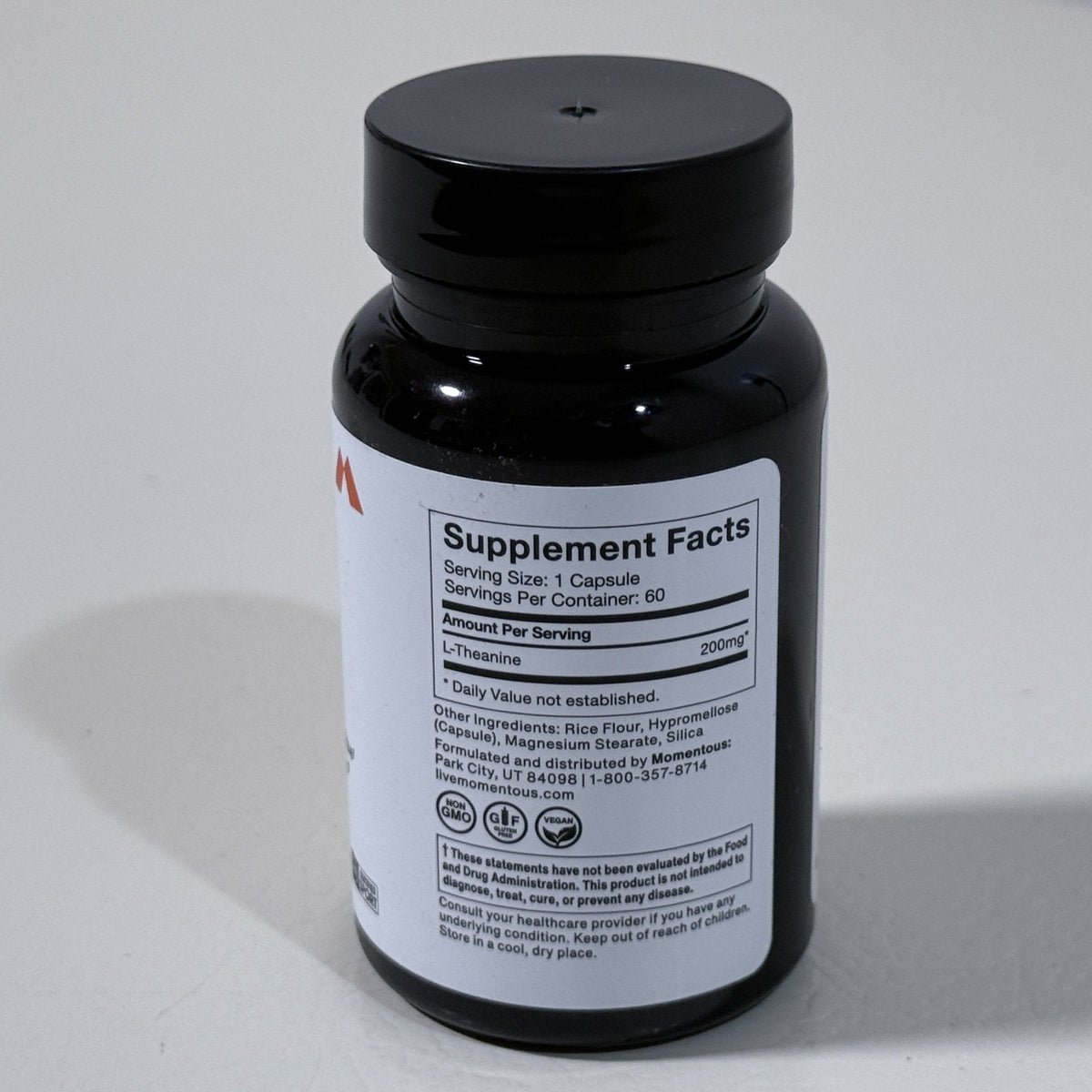 Momentous L-Theanine 200 mg, 60 Capsules, Exp 03/2028