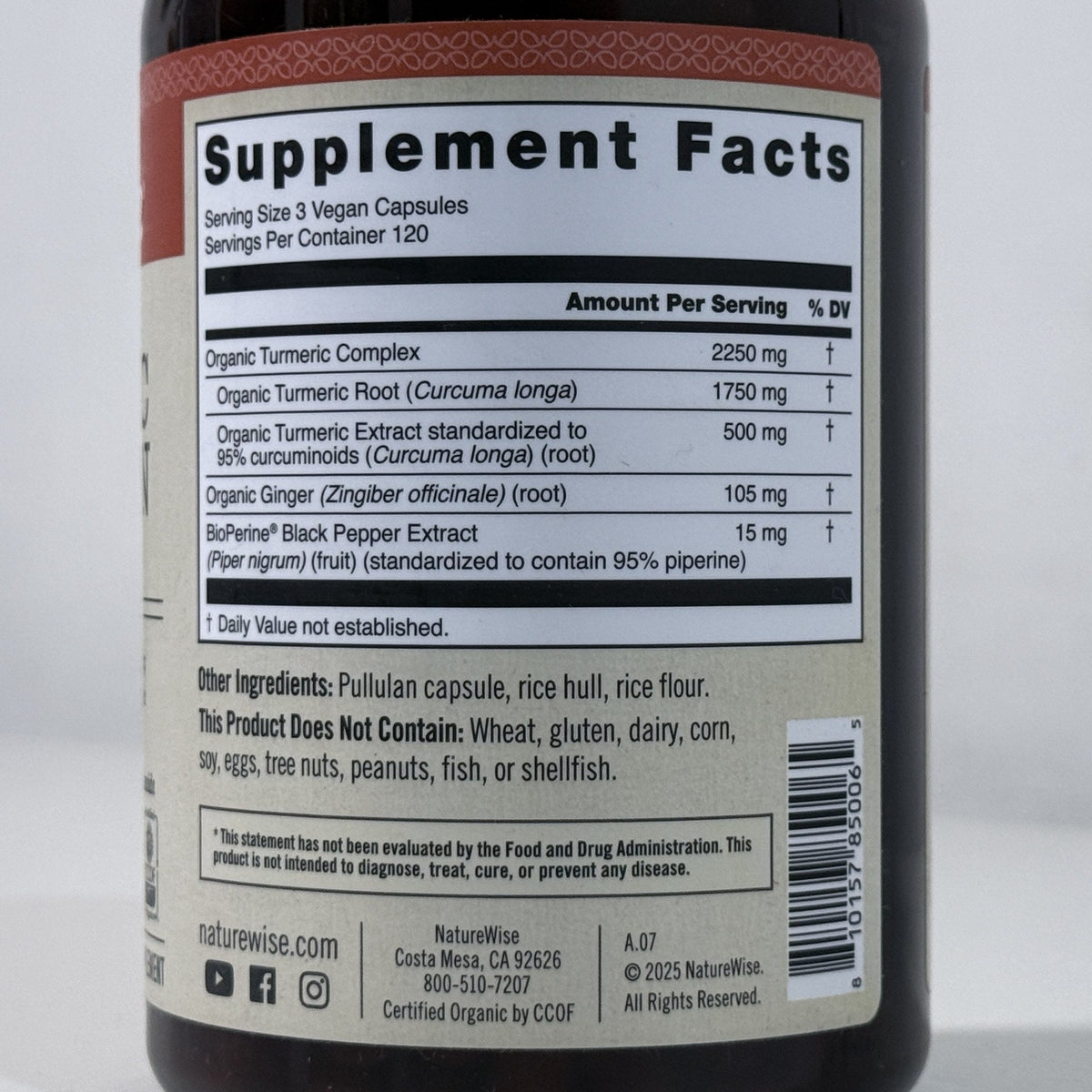 NatureWise Turmeric Curcumin with Ginger, 360 Capsules, BB 06/2029