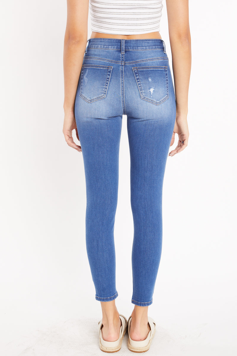 High Rise Destructed Skinny Jeans