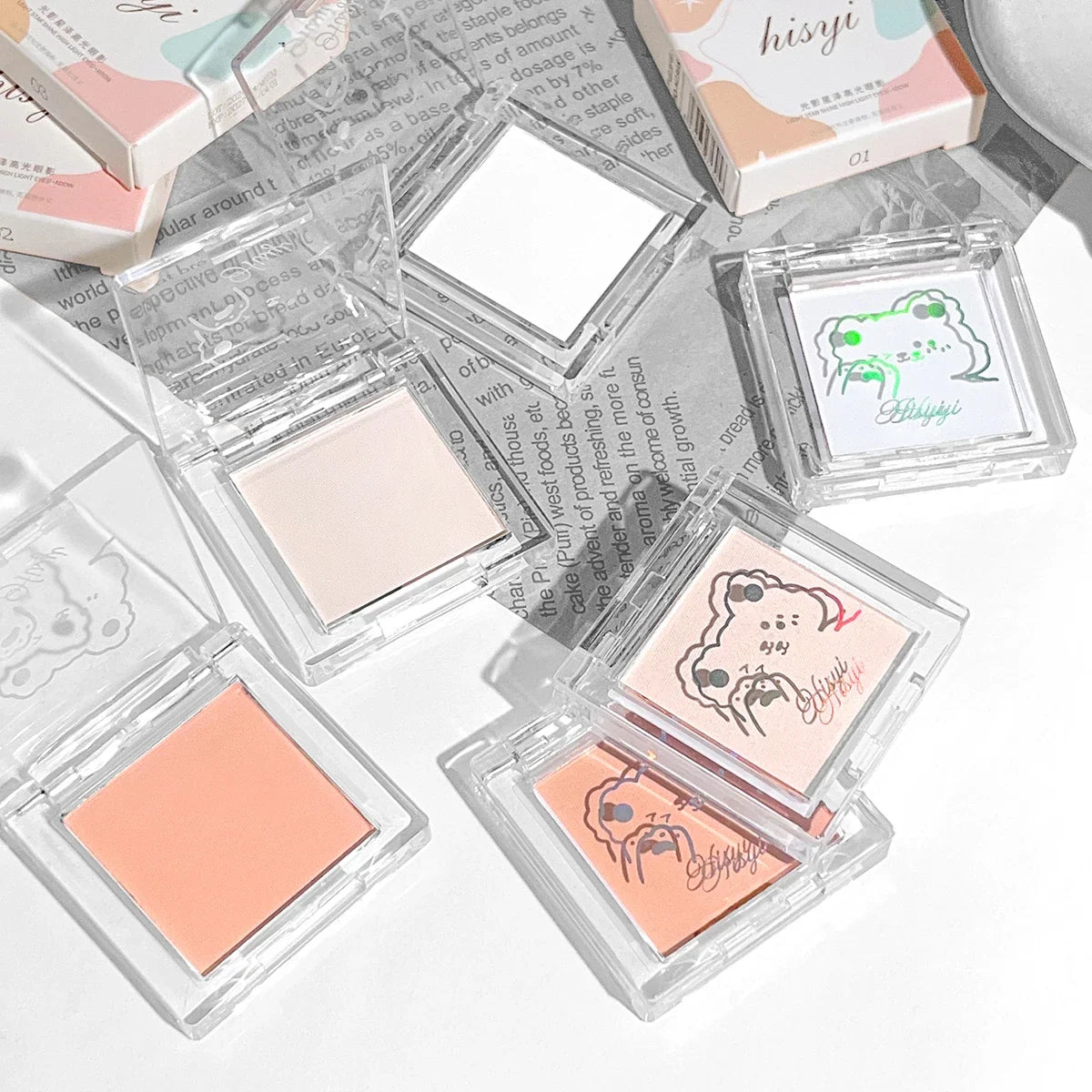 Hisyi Matte Monochrome Eyeshadow Palette Natural Light Highlighter Powder For Delicate Eye Contouring Brightens
