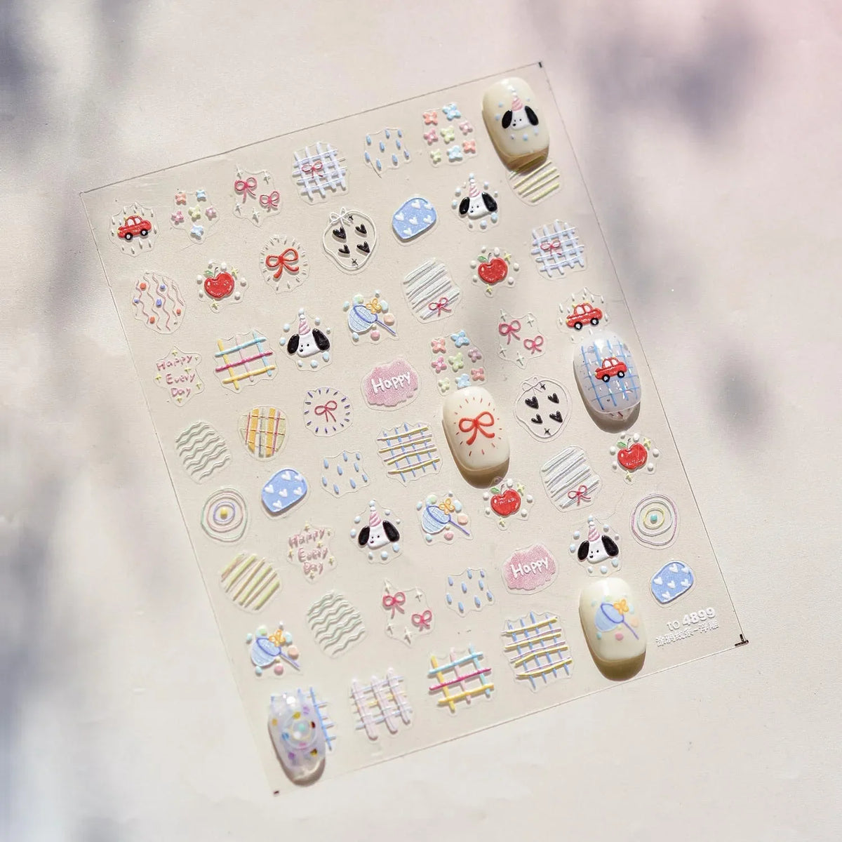 Lovely Animal Graffiti Cat Claw Rabbit Bunny Bear Dog Flower Fruit Dim Sum Candy Sunflower Adhesive 5D Nail Art Stickers Decal