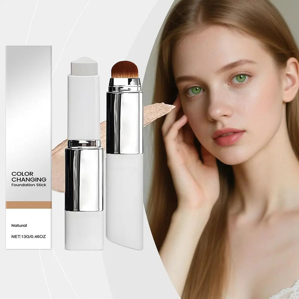 Color Changing Foundation Stick Brightens Concealer Stick Ouble Head With Brush Lightweight Moisturizing Brightening Cosmetics