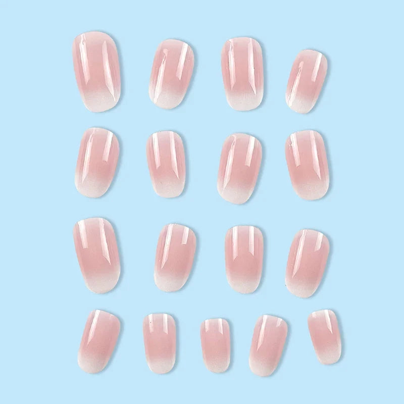 24Pcs Oval Short Pink Press on Nails Simple Ombre Spring False Nail for Sweet Sassy Cool Women&Girl Removable Wearable Nail Art