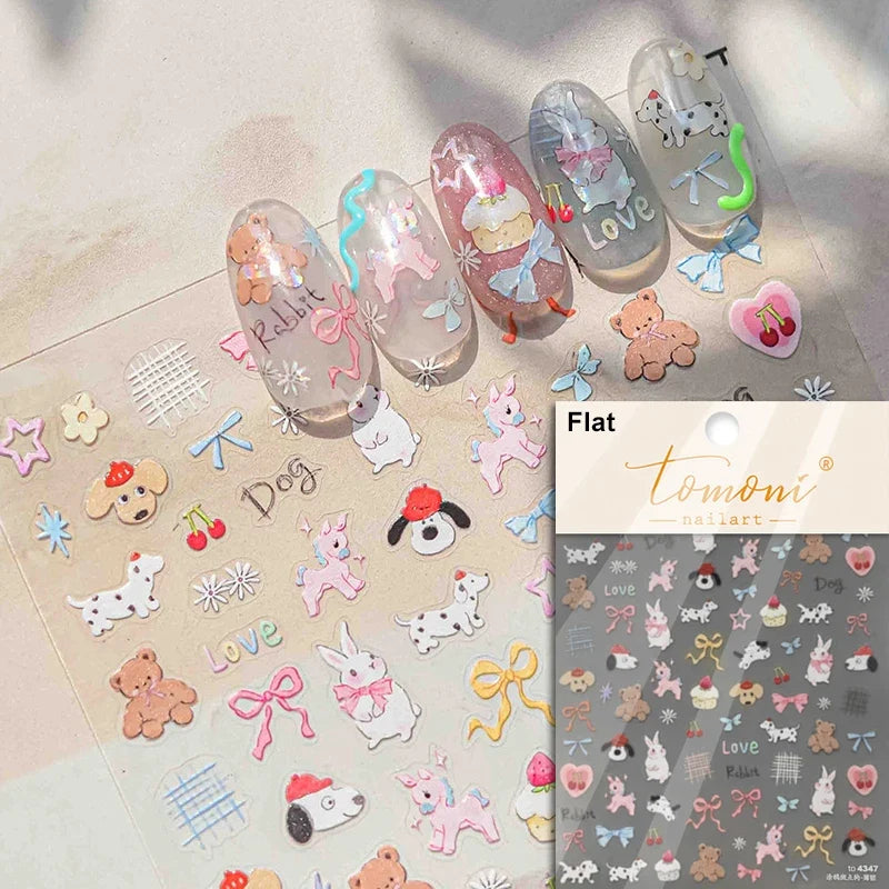 Cute Cat Eye Fishbone Animals Leopard Cat Ginger Cat Kitten Exclamation Point Paw Self Adhesive Nail Art Sticker Manicure Decals