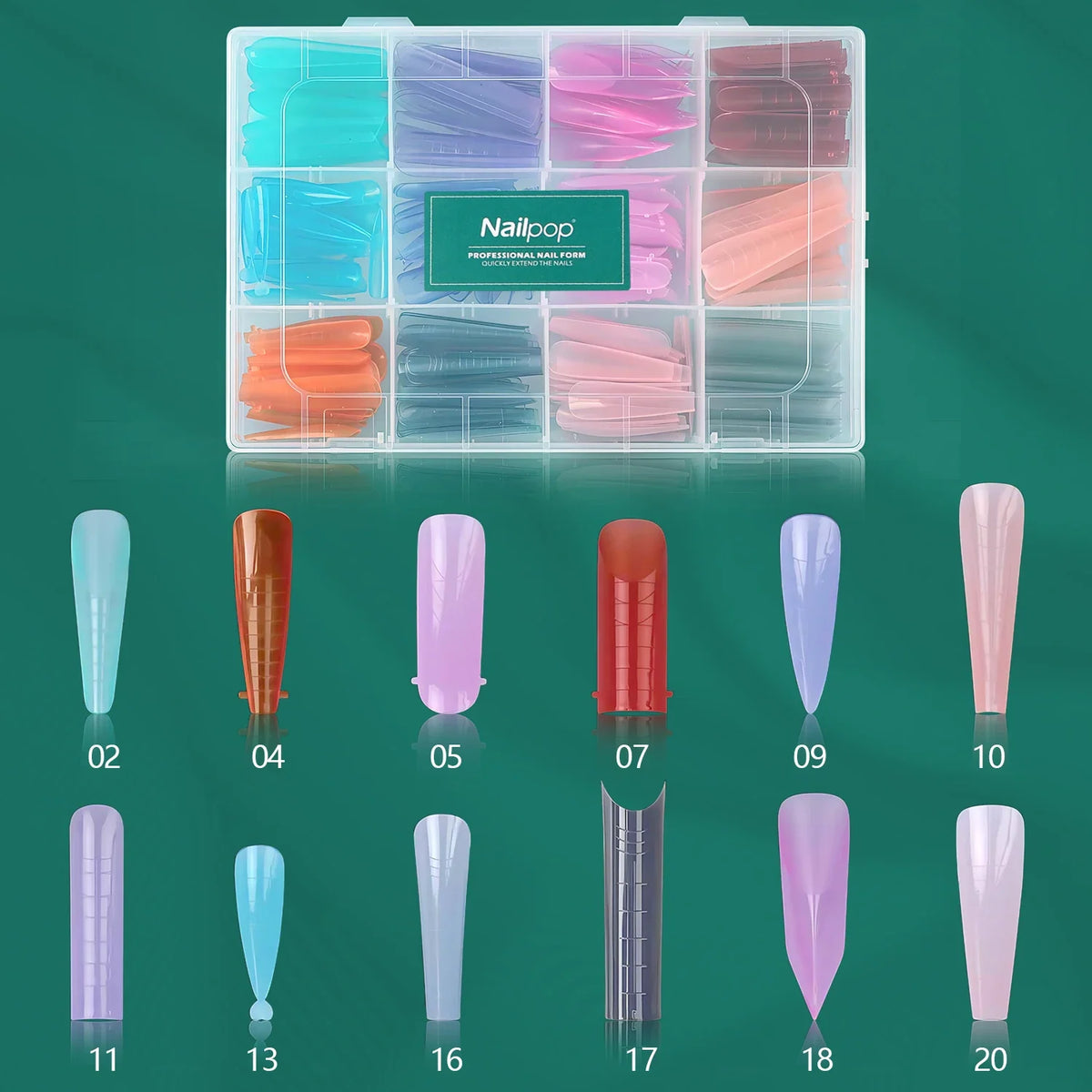 Nailpop Color Nail Dual Forms Set Full Nail Forms for Polygel Reusable Nail Tips Nail Extension Forms Acrylic Nail Dual Forms