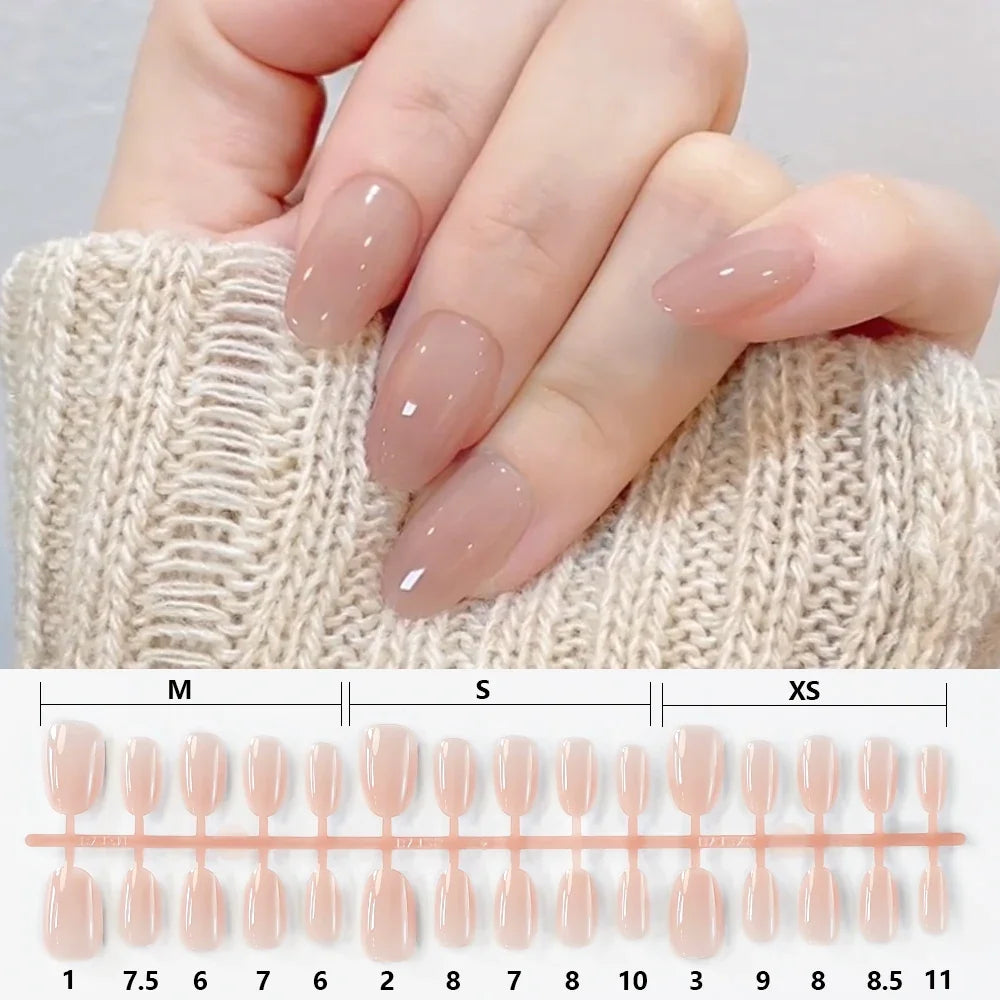 150Pcs Gradient Nude Short Almond Fake Nails XS/S/M Size Glossy Full Cover Press On Nail for Women Daily Wear False Fingertips