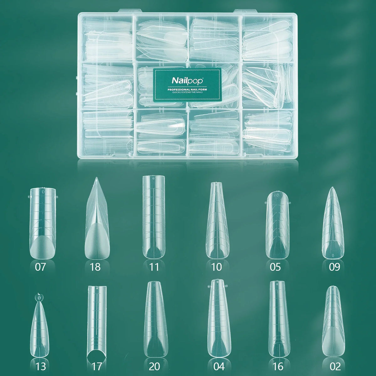 Nailpop Color Nail Dual Forms Set Full Nail Forms for Polygel Reusable Nail Tips Nail Extension Forms Acrylic Nail Dual Forms