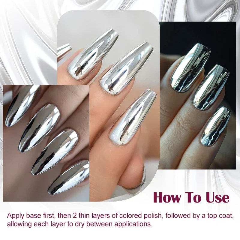 8ml Metallic Nail Polish Mirror Effect Fast Drying Long-Lasting Nails Art Polish DIY No Need Lamp Cure Manicure Nail Supplies