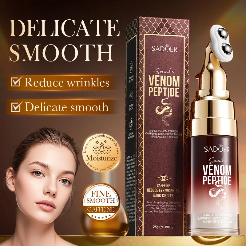 SADOER Snake Venom Peptide Caffeine Anti Wrinkle Massage Eye Cream Anti Dark Circles Anti-Aging Moisturizing Eyes Skin Care