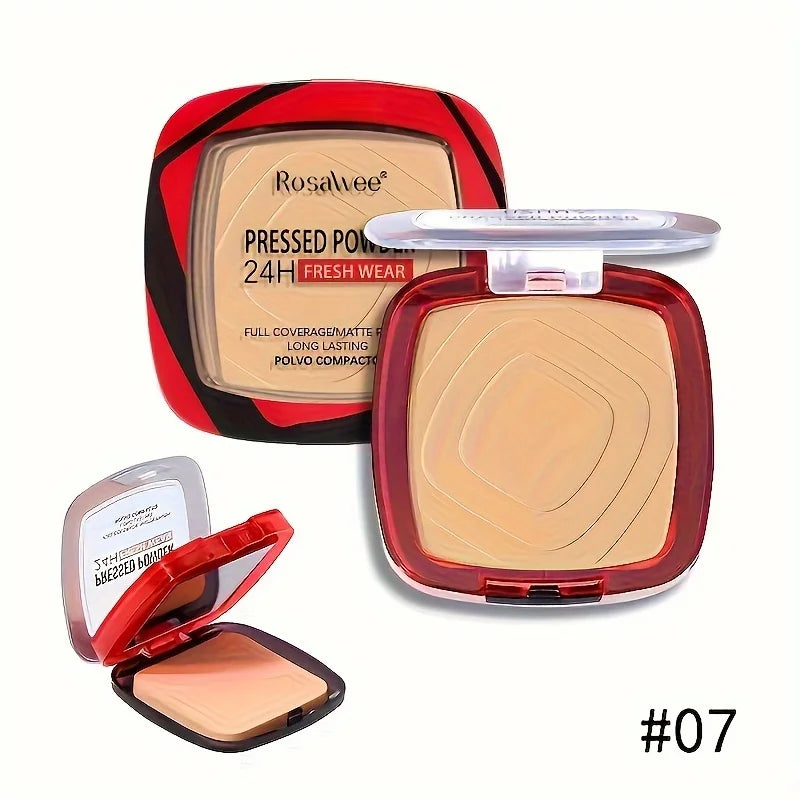 Full Coverage Pressed Powder Foundation With Puff Applicator, 24H Wear Matte Control Oil  Foundation Long Lasting Face Makeup