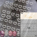White Halo Dyeing Cat Face Cup Black Orange Toy Umbrella Love Heart Kitty Cake Embossed Relief Nail Art Stickers Manicure Decals