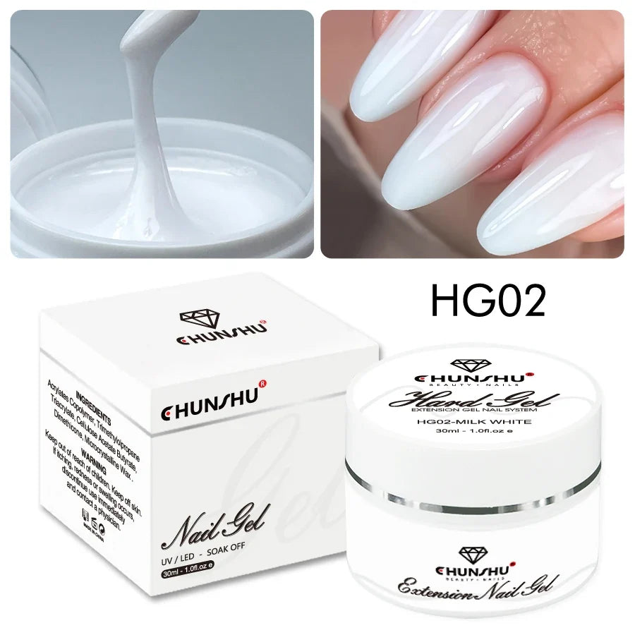 30ML Hard Gel For Nail Extension Milky White Builder Constructor Gel Self Leveling Reinforcement Nail Gels Camouflage Manicure
