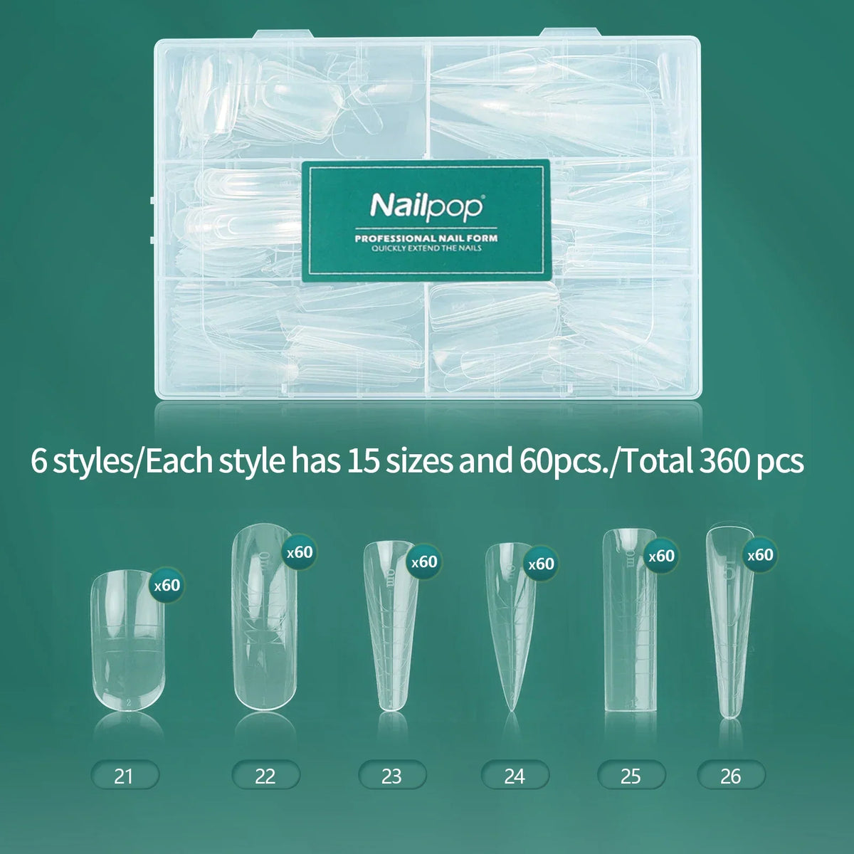 Nailpop Color Nail Dual Forms Set Full Nail Forms for Polygel Reusable Nail Tips Nail Extension Forms Acrylic Nail Dual Forms