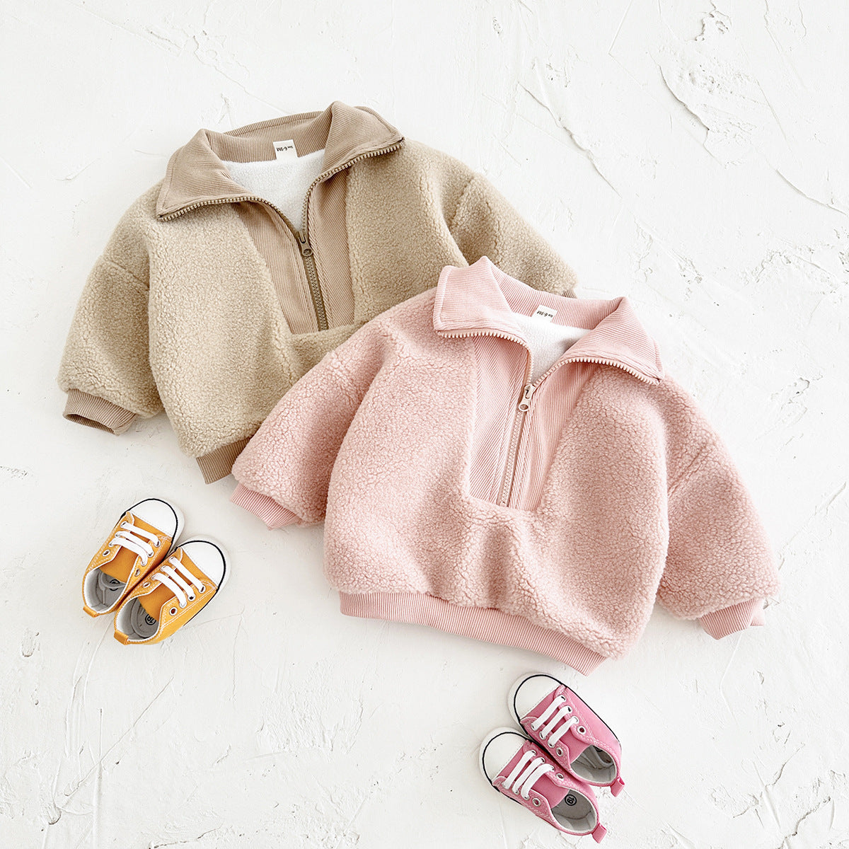 Winter Baby Clothing Thickened Fleece-lined Cashmere Top