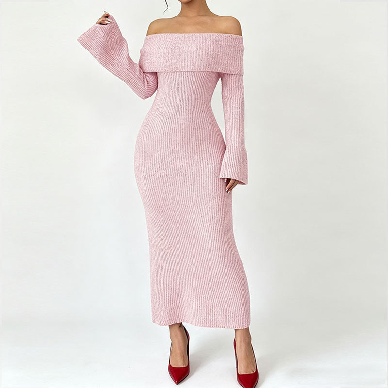 Fashionable Off-shoulder Slim-fit Long-sleeved Dress For Women