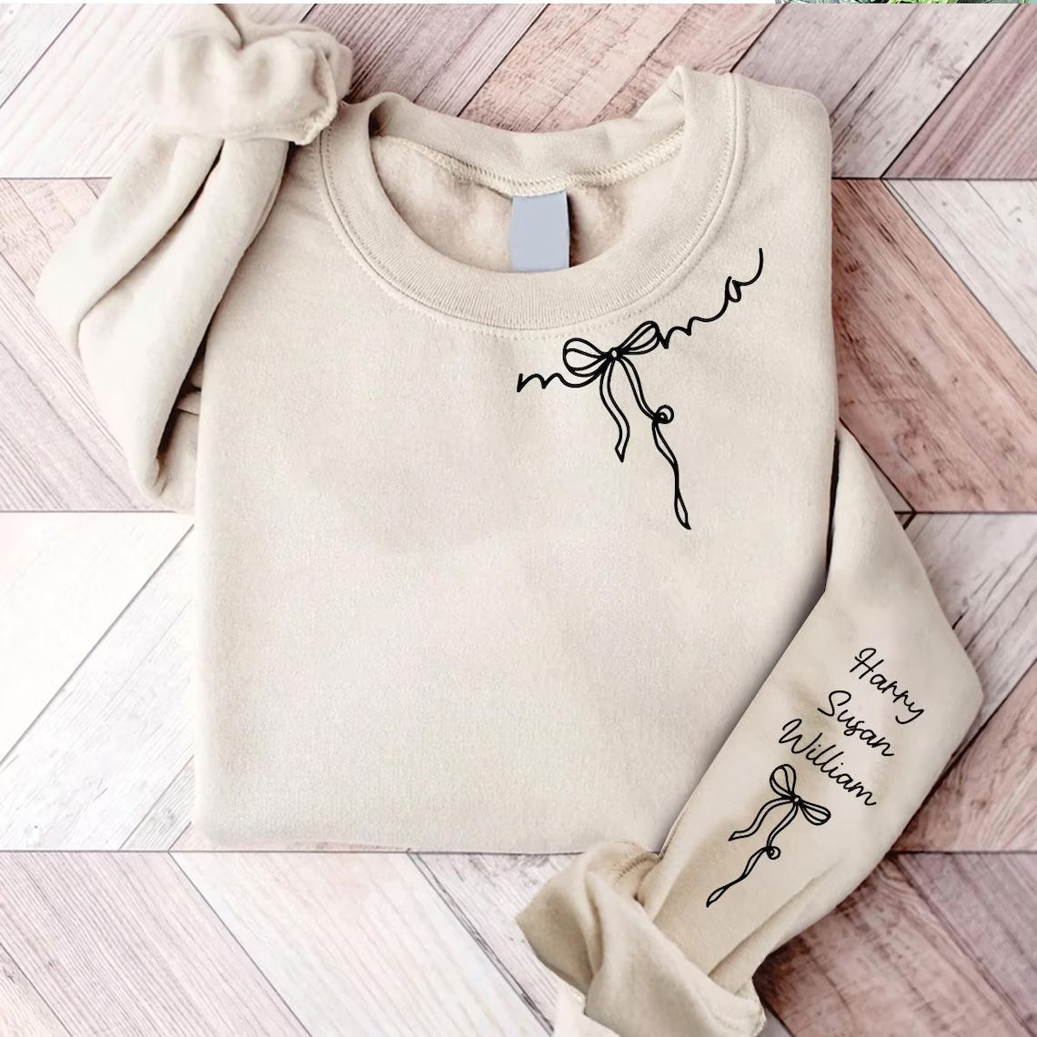 Mama bow with Names Sweatshirt or Longsleeve Unisex Fit